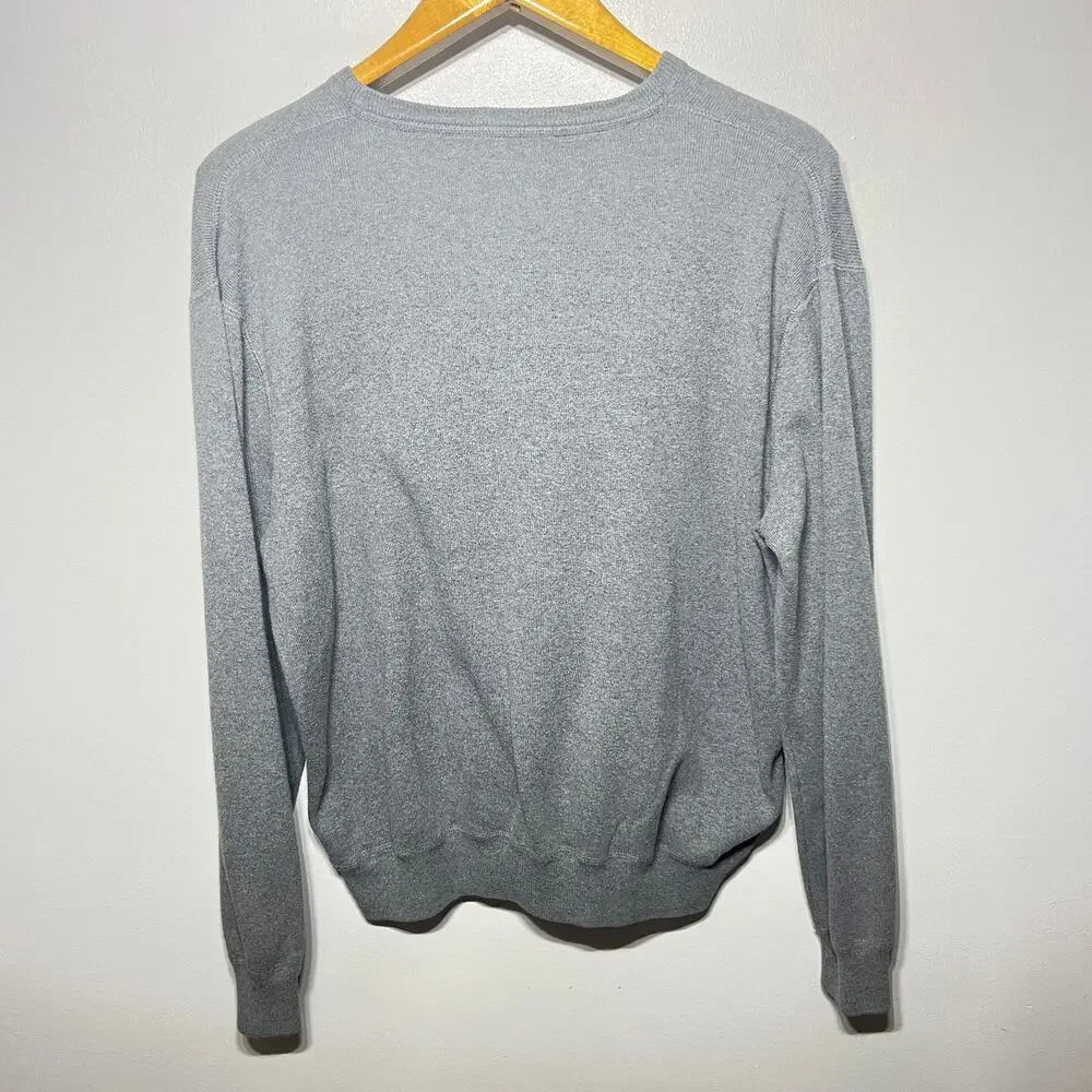 VTG 90s Polo Ralph Lauren Sweater Pullover Gray Mens Cotton Crew Neck Casual L
